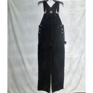 VTG Squeeze Bib Overalls Womens Large Black Corduroy Work Carpenter Farmer Chore